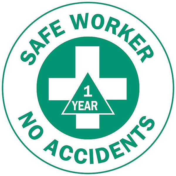 Hard Hat Emblem Label, Green/White, 49552