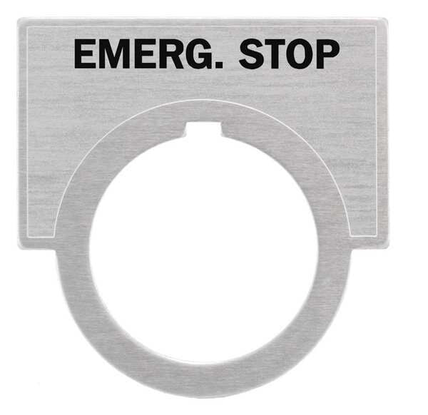 Legend Plate, Emerg Stop, Brushed Aluminum