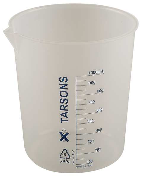 Beaker, 1000mL, Polypropylene, PK3