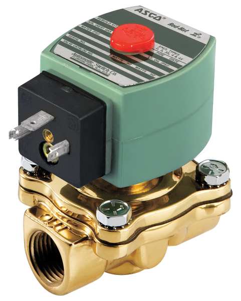 24V AC Brass Solenoid Valve, Normally Closed, 1/2 in Pipe Size