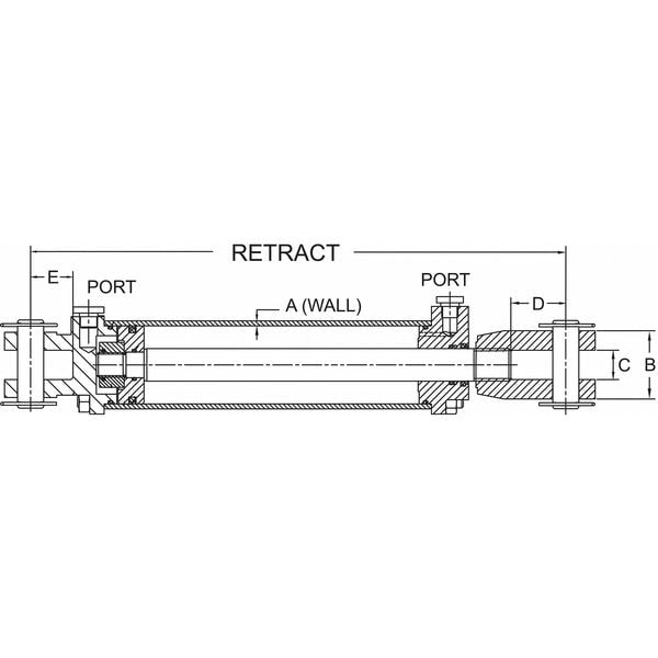 Hyd Cylinder, 2-1/2 In Bore, 8 In Stroke