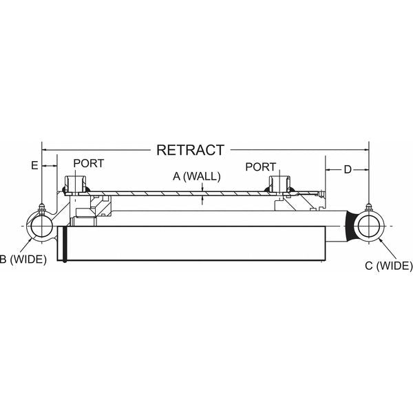 Hyd Cylinder, 2-1/2 In Bore, 24 In Stroke