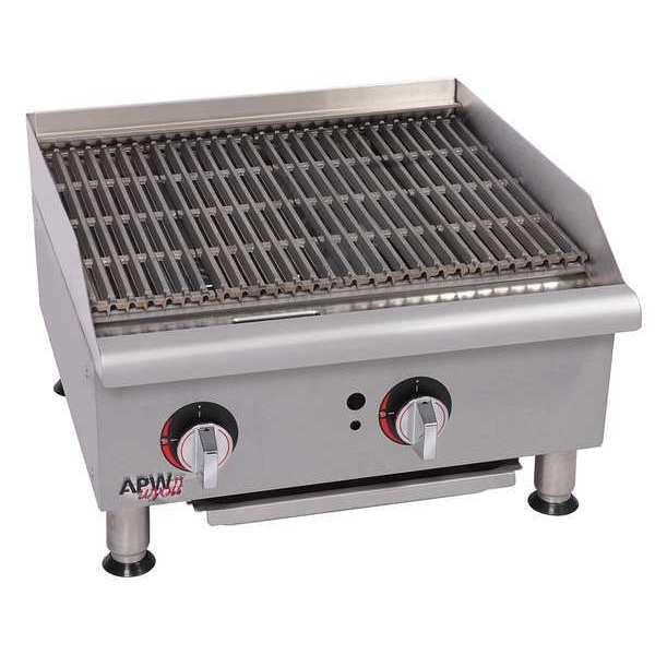 3 Burners Gas CharRock Charbroiler, 120000 BTU