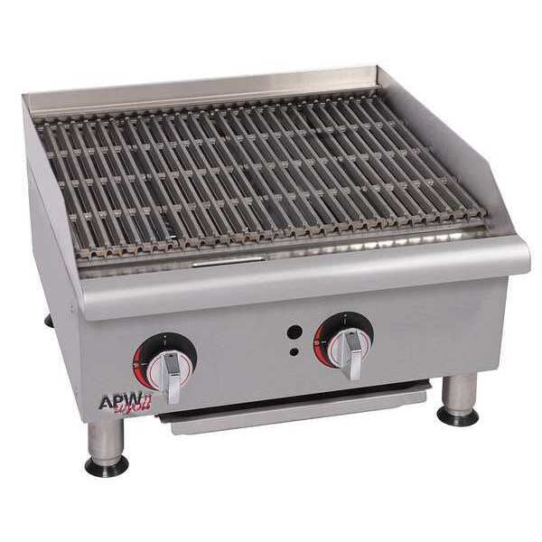 2 Burners Gas CharRock Charbroiler, 80000 BTU