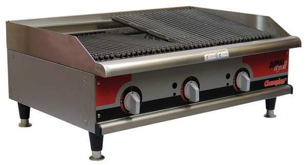 Gas Radiant Charbroiler, 3 Burner, L 36 In