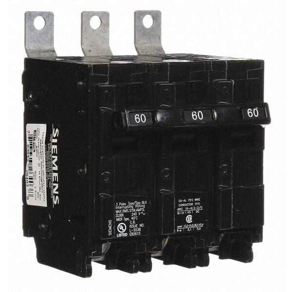Miniature Circuit Breaker, 60 A, 240V AC, 3 Pole, Bolt On Mounting Style, BL Series