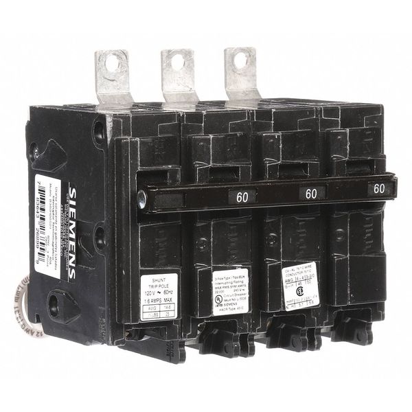 Miniature Circuit Breaker, 60 A, 120/240V AC, 3 Pole, Bolt On Mounting Style, BL Series
