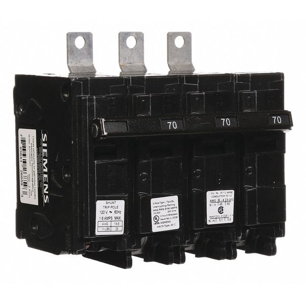Miniature Circuit Breaker, 70 A, 120/240V AC, 3 Pole, Bolt On Mounting Style, BL Series