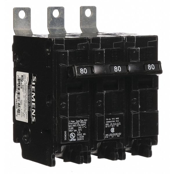 Miniature Circuit Breaker, 80 A, 240V AC, 3 Pole, Bolt On Mounting Style, BL Series
