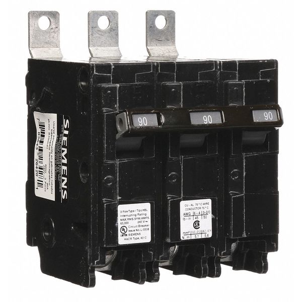 Miniature Circuit Breaker, 90 A, 240V AC, 3 Pole, Bolt On Mounting Style, BL Series