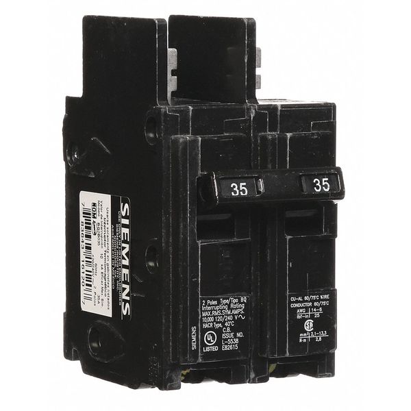 Miniature Circuit Breaker, 35 A, 120/240V AC, 2 Pole, Bolt On Mounting Style, BQ Series