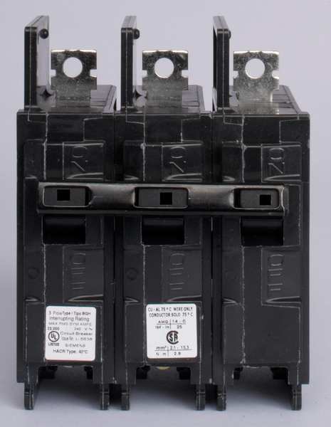 Miniature Circuit Breaker, 45 A, 240V AC, 3 Pole, Bolt On Mounting Style, BQH Series