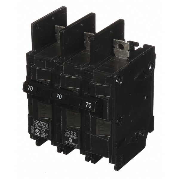 Miniature Circuit Breaker, 70 A, 240V AC, 3 Pole, Bolt On Mounting Style, BQ Series