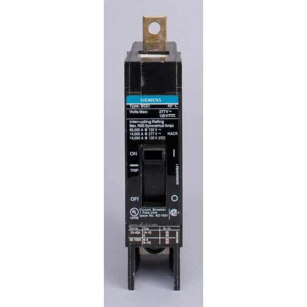 Miniature Circuit Breaker, 15 A, 277V AC, 1 Pole, Bolt On Mounting Style, BQD Series