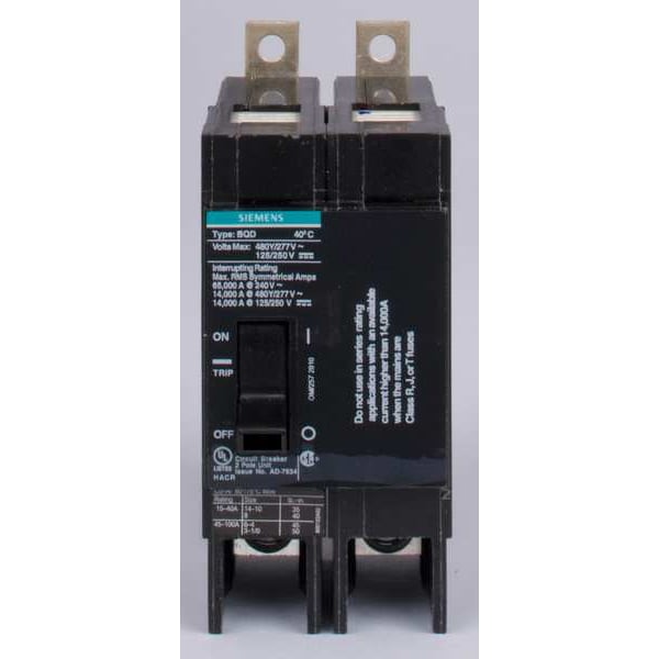 Miniature Circuit Breaker, 90 A, 480V AC, 2 Pole, Bolt On Mounting Style, BQD Series