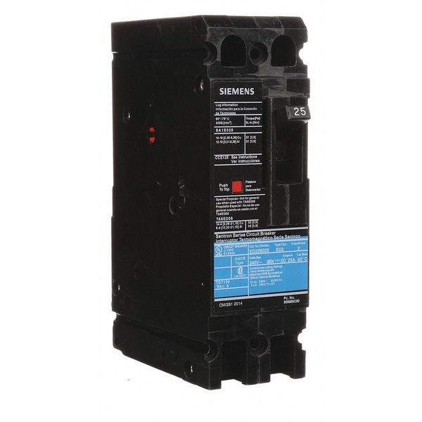 Molded Case Circuit Breaker, 25 A, 240V AC, 2 Pole, Lug In Panelboard Mounting Style, ED2 Series
