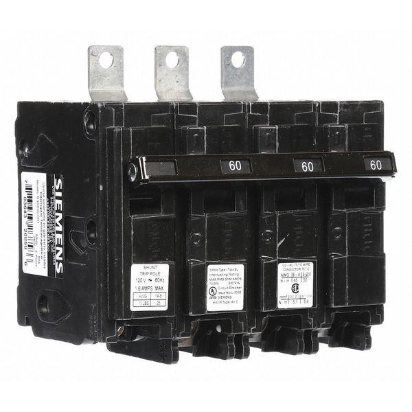 Miniature Circuit Breaker, 60 A, 120/240V AC, 3 Pole, Bolt On Mounting Style, BL Series