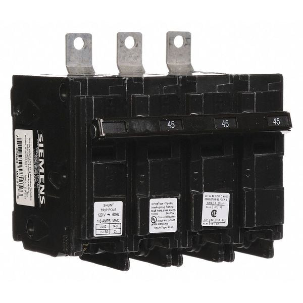Miniature Circuit Breaker, 45 A, 120/240V AC, 3 Pole, Bolt On Mounting Style, BL Series