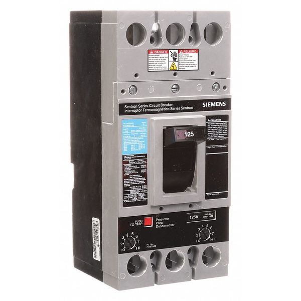 Molded Case Circuit Breaker, 125 A, 600V AC, 2 Pole, Free Standing Mounting Style, FXD6-A Series