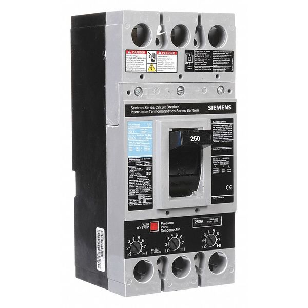 Molded Case Circuit Breaker, 250 A, 600V AC, 3 Pole, Free Standing Mounting Style, FXD6-A Series