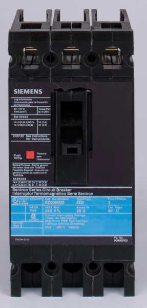 Molded Case Circuit Breaker, 35 A, 480V AC, 3 Pole, Lug In Panelboard Mounting Style, ED4 Series