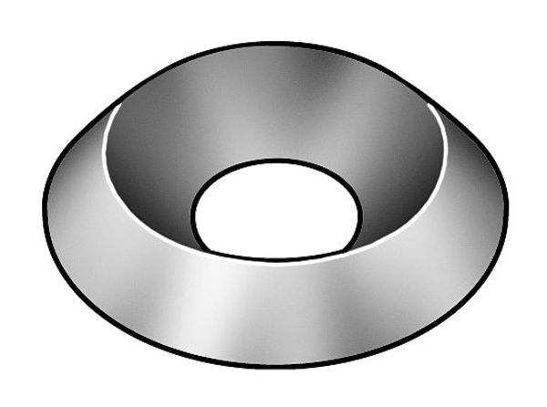 Countersunk Washer, Fits Bolt Size #12 Steel, Nickel Plated Finish, 100 PK
