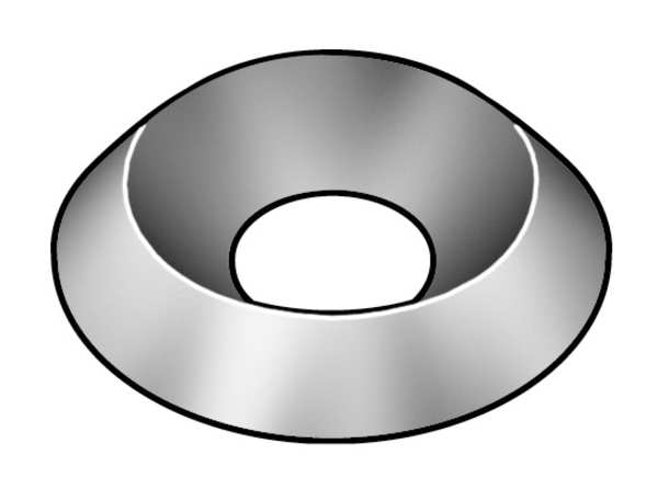 Countersunk Washer, Fits Bolt Size M3 Stainless Steel, Plain Finish, 10 PK