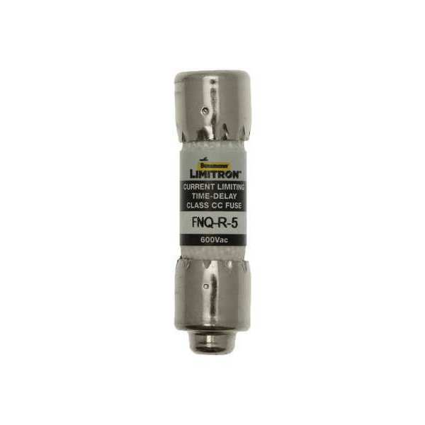 UL Class CC Fuse, Time Delay, 5A, FNQ-R Series, 600V AC, Not Rated, 1 1/2 in L x 13/32 in dia
