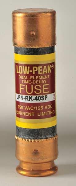 Fuse, Time Delay, 40A, LPN-RK-SP Series, 250V AC, 125V DC, 3