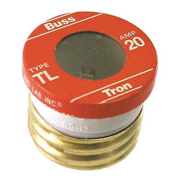 Plug Fuse, Time Delay, 20A, TL Series, 125V AC, Not Rated