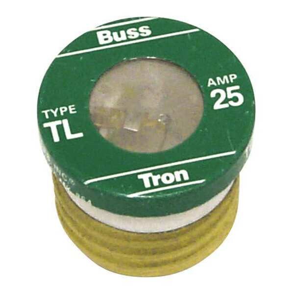 Plug Fuse, Time Delay, 25A, TL Series, 125V AC, Not Rated