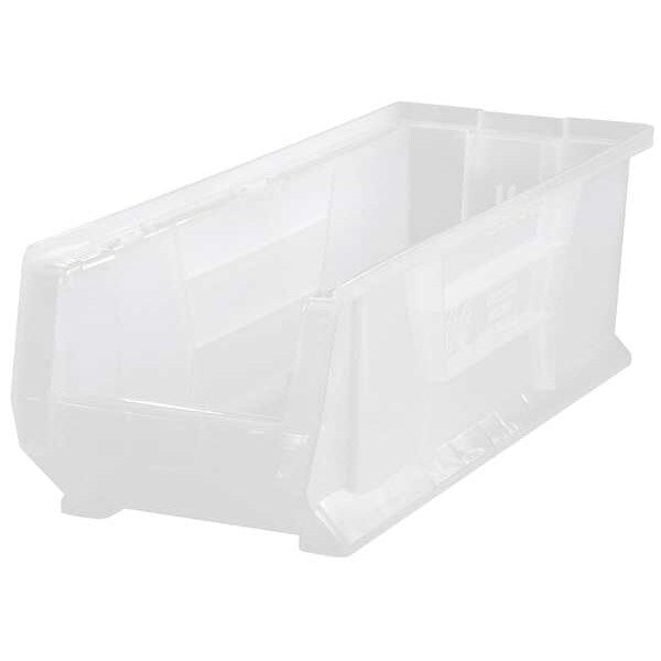 Storage Bin, Clear, Polypropylene, 23 7/8 in L x 8 1/4 in W x 9 in H, 150 lb Load Capacity