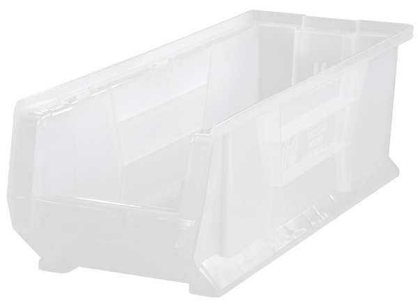 Storage Bin, Clear, Polypropylene, 23 7/8 in L x 8 1/4 in W x 7 in H, 150 lb Load Capacity