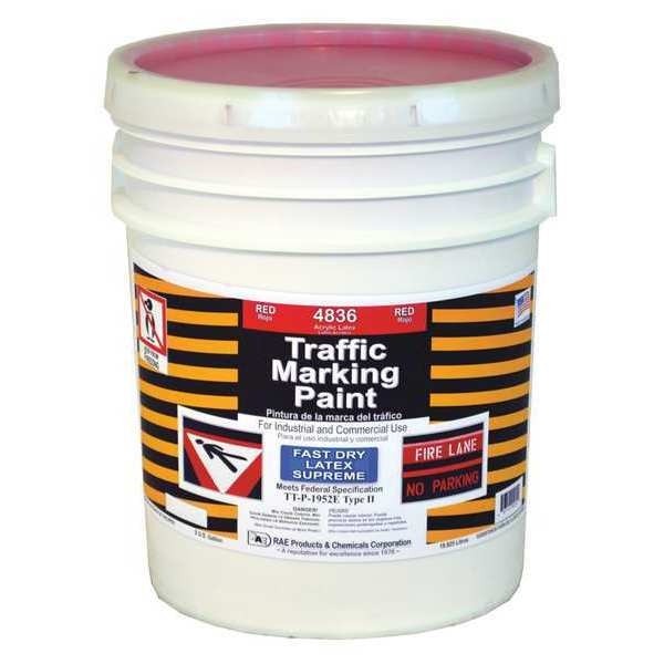 Traffic Zone Marking Paint, 5 gal., Red, Latex Acrylic -Based