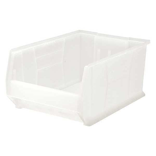 Storage Bin, Clear, Polypropylene, 23 7/8 in L x 16 1/2 in W x 11 in H, 150 lb Load Capacity