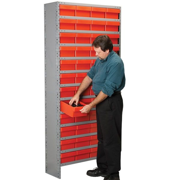 Steel Enclosed Bin Shelving, 36 in W x 79 in H x 18 in D, 13 Shelves, Blue
