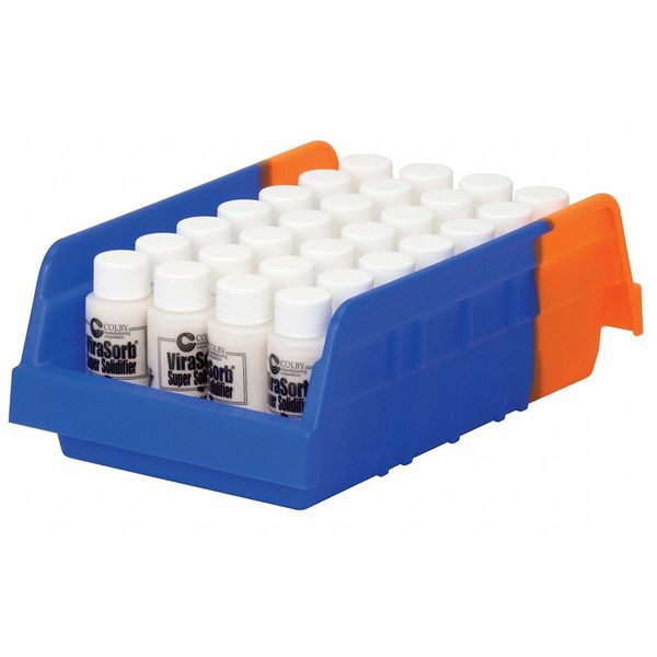 Shelf Storage Bin, Blue/Orange, Plastic, 11 5/8 in L x 6 5/8 in W x 4 in H, 15 lb Load Capacity
