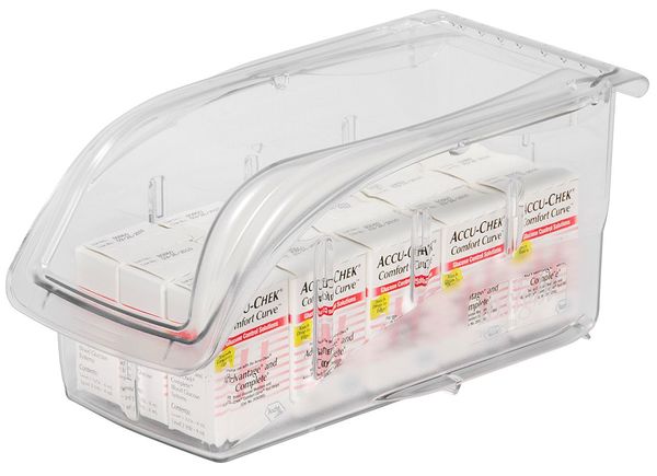 Hang & Stack Storage Bin, Clear, Plastic, 10.9 in L x 5.5 in W x 5.3 in H, 25 lb Load Capacity