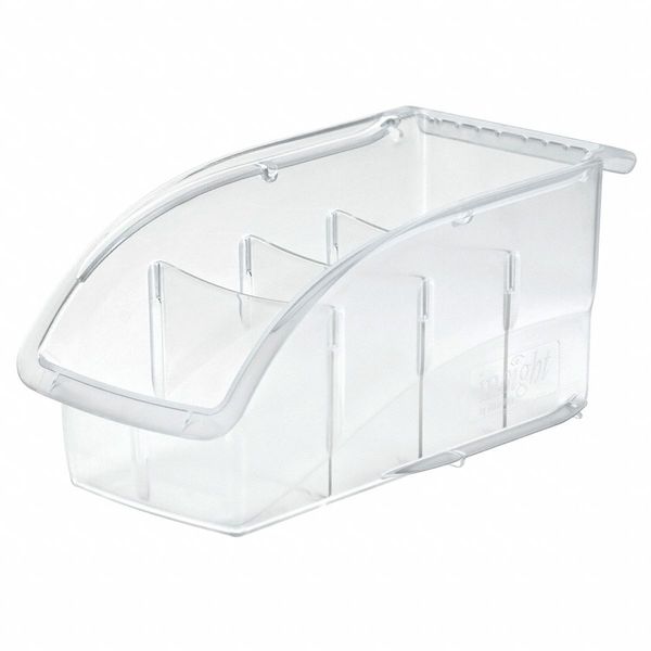 Hang & Stack Storage Bin, Clear, Plastic, 10.9 in L x 5.5 in W x 5.3 in H, 25 lb Load Capacity