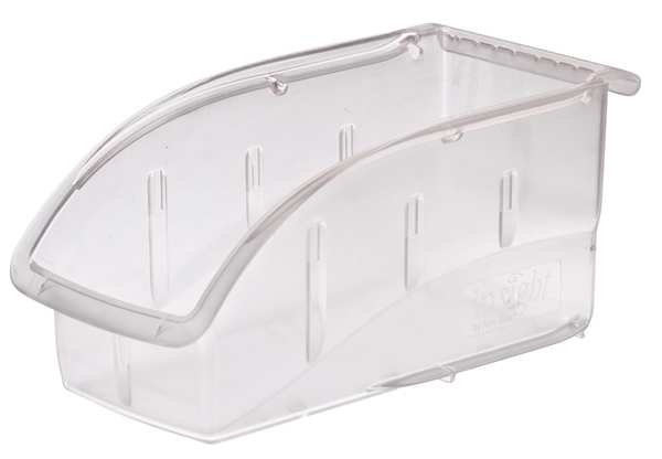 Hang & Stack Storage Bin, Clear, Plastic, 10.9 in L x 5.5 in W x 5.3 in H, 25 lb Load Capacity
