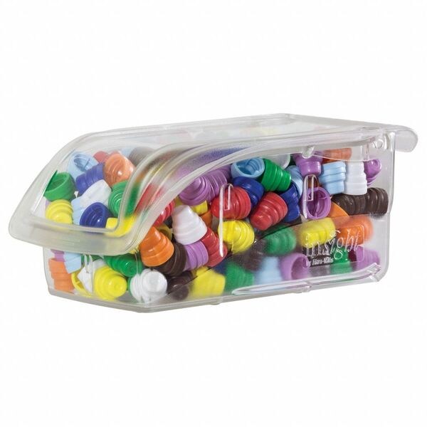 Hang & Stack Storage Bin, Clear, Plastic, 7.4 in L x 4.1 in W x 3.3 in H, 10 lb Load Capacity
