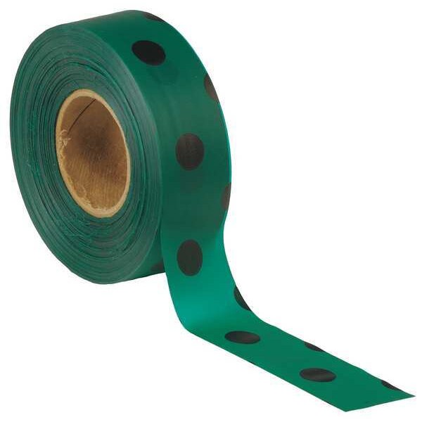 Flagging Tape, Grn/Blk, 300 ft x 1-3/16 In