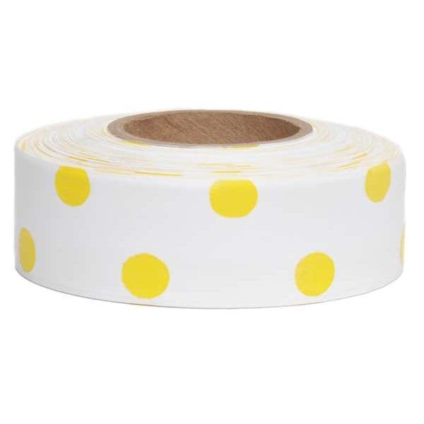 Flagging Tape, Wh/Yllw, 300 ft x 1-3/16 In