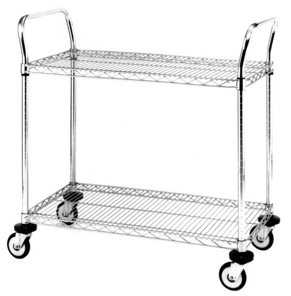 Utility Cart, SS, Wire Shelves, 18Wx36Lx38H