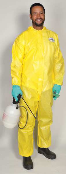 Hooded Disposable Coveralls, 12 PK, Yellow, KleenGuard A70, Zipper