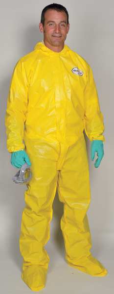Hooded Disposable Coveralls, 12 PK, Yellow, KleenGuard A70, Zipper