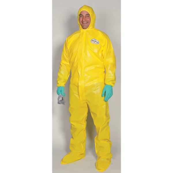 Hooded Disposable Coveralls, 12 PK, Yellow, KleenGuard A70, Zipper