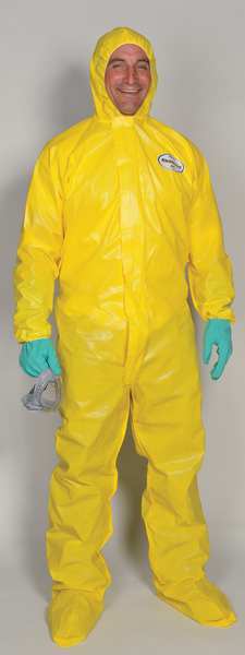 Hooded Disposable Coveralls, 12 PK, Yellow, KleenGuard A70, Zipper