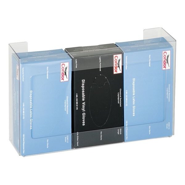 Glove Dispenser, PETG, 15-3/4 In.W, 3 Boxes