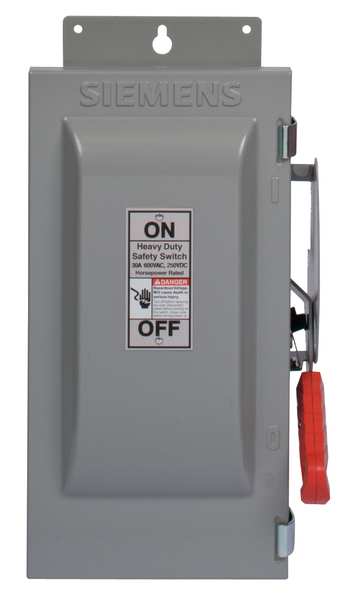 Fusible Safety Switch, Heavy Duty, 240V AC, 3PST, 30 A, NEMA 1